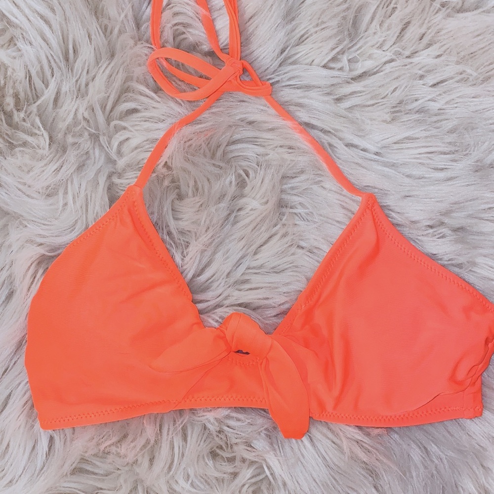 Orange halter top & high waisted bikini cupshe